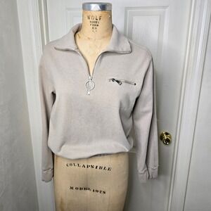 Women's Beatrice‎ Tan Quarter-Zip Pullover Long Sleeve XS